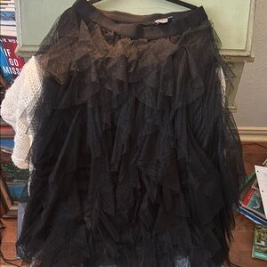 Elegant Black Layered Skirt anthrop